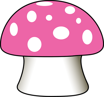 Pink Capped Mushroom Vector PNG with transparent background