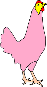 Pink Cartoon Chicken Graphic PNG with transparent background