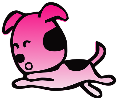 Pink Cartoon Dog Graphic PNG with transparent background