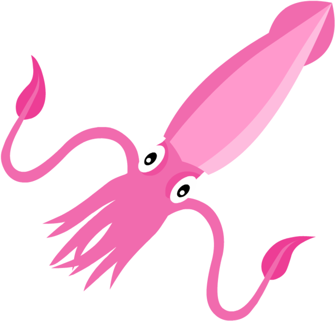 Pink Cartoon Squid Illustration