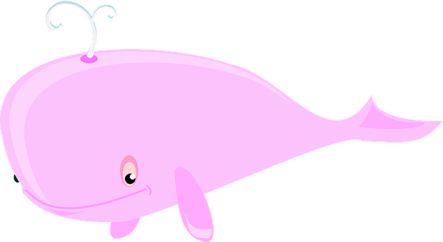 Pink Cartoon Whale PNG with transparent background
