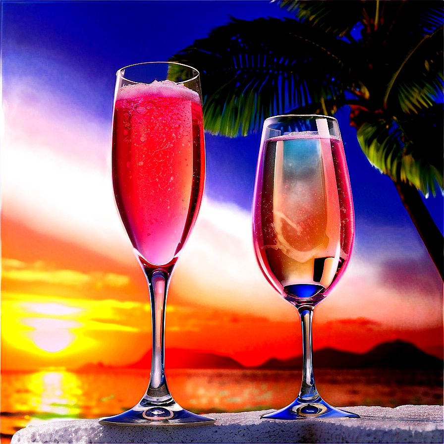 Pink Champagne Beach Sunset Toast Png Guy36