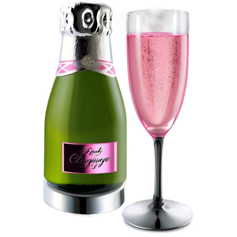 Pink Champagne With Silver Decor Png 57