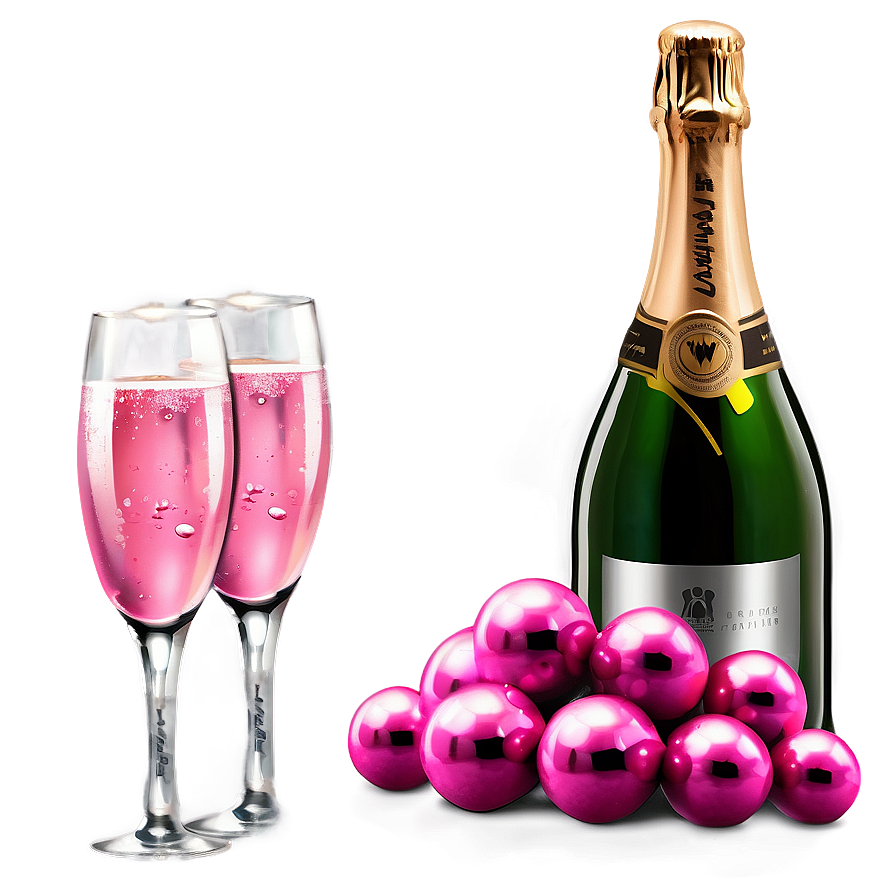 Pink Champagne With Silver Decor Png Hxr