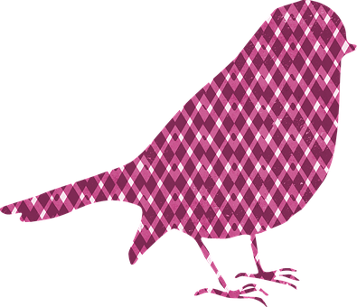 Pink Checkered Bird Silhouette PNG with transparent background