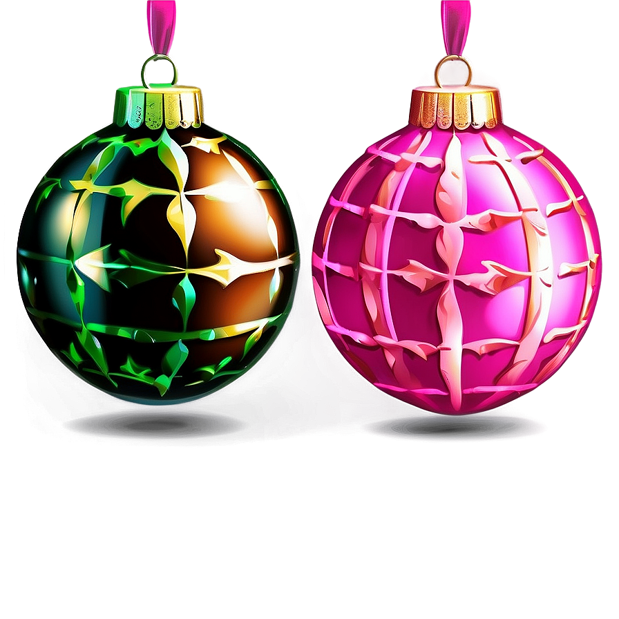 Pink Christmas Ornaments Png 13