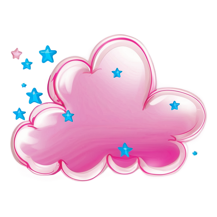 Pink Cloud With Stars Png 06252024