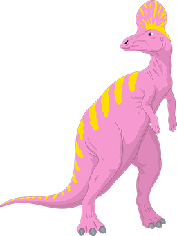 Pink Crested Dinosaur Illustration PNG with transparent background