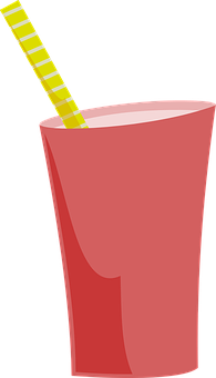 Pink Cup With Striped Straw