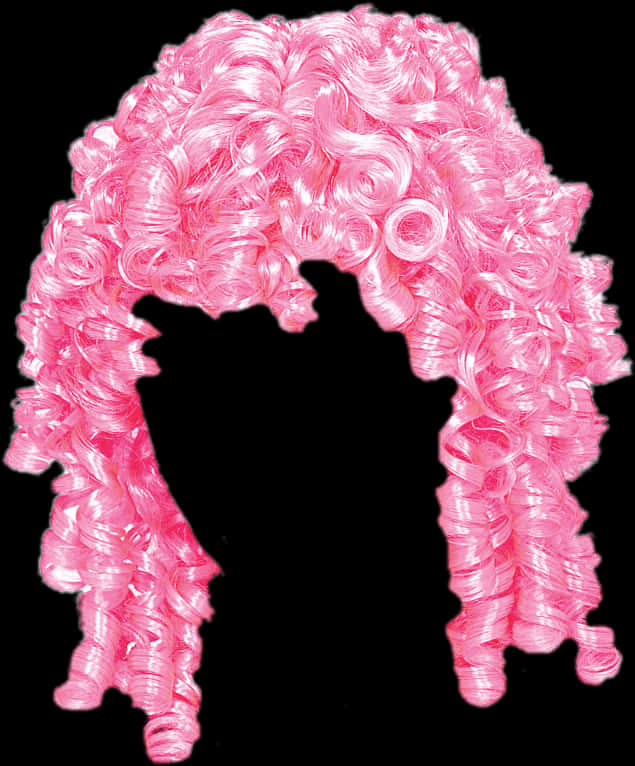 Pink Curly Wig Isolated