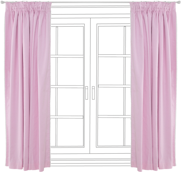 Pink Curtains French Doors PNG with transparent background