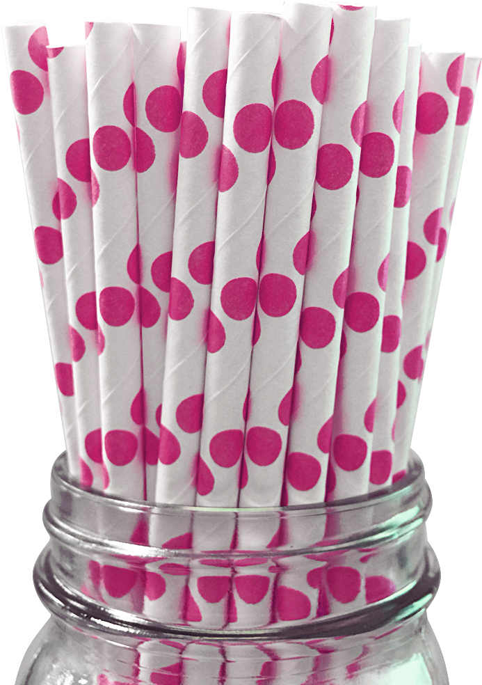 Raspberry Polka Dot 25pc Paper Straws - Drinking Straw, HD Png Download PNG image with a transparent background, free high-resolution download