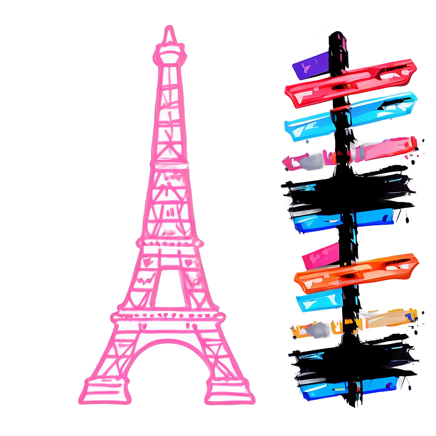 Pink Eiffel Tower Art Png 25