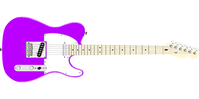 Pink Electric Guitar Illustration PNG with transparent background