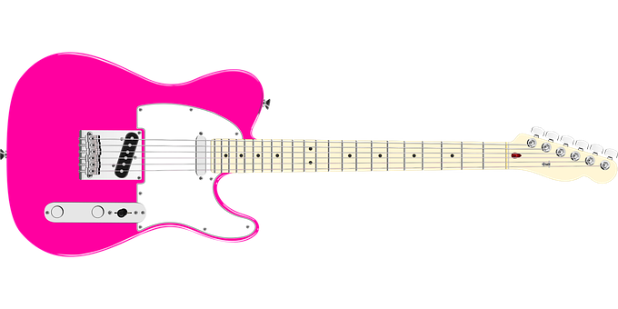 Pink Electric Guitar Isolated PNG with transparent background