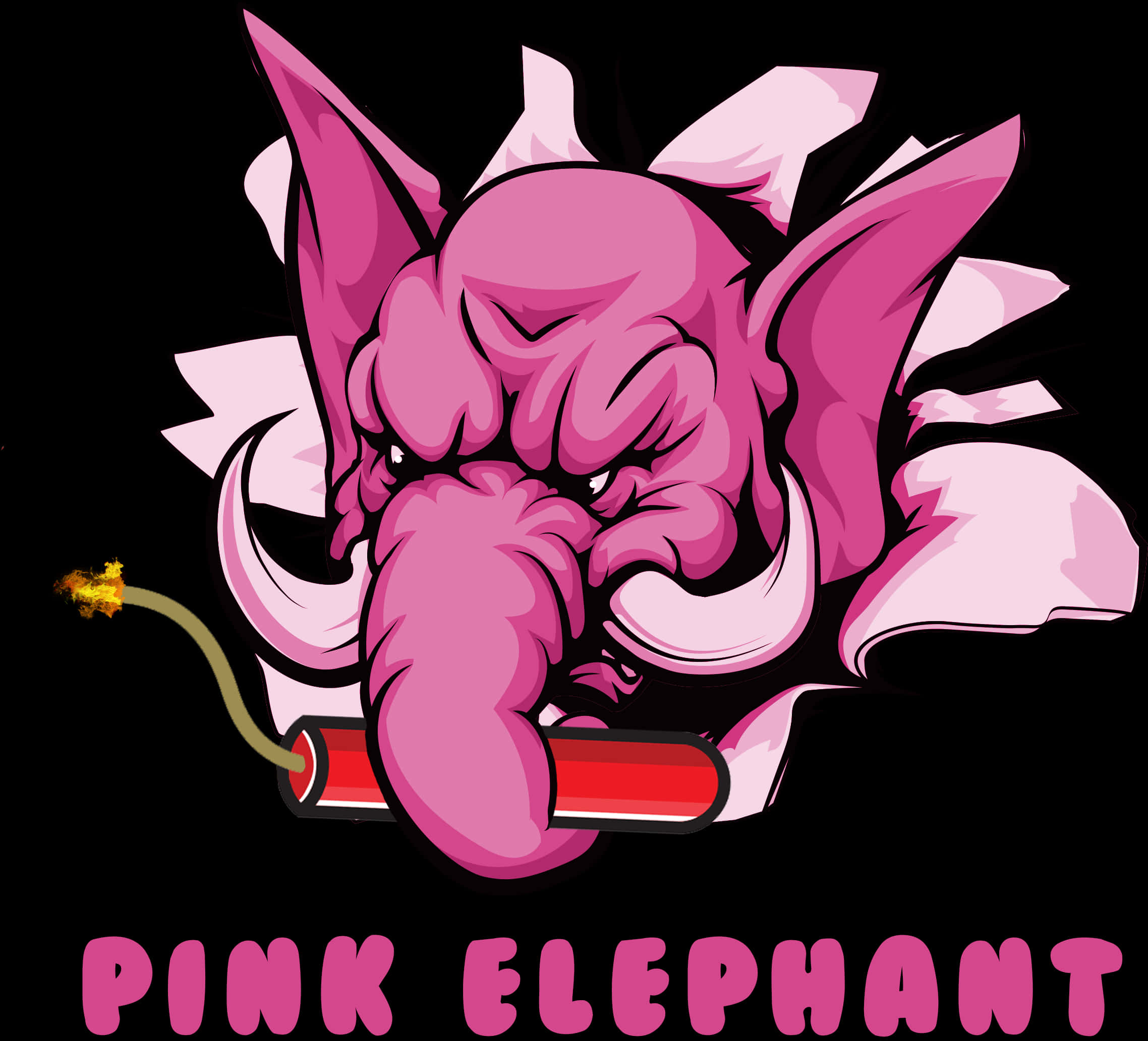 Pink Elephant Cartoon Illustration