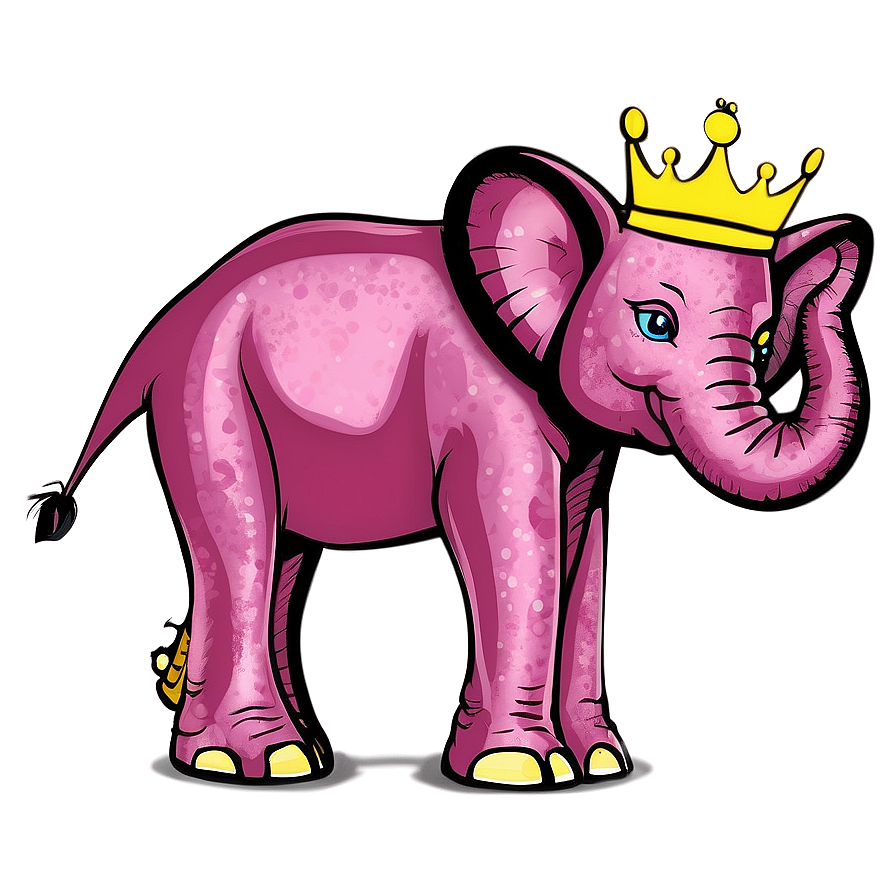 Pink Elephant With Crown Png Wwq