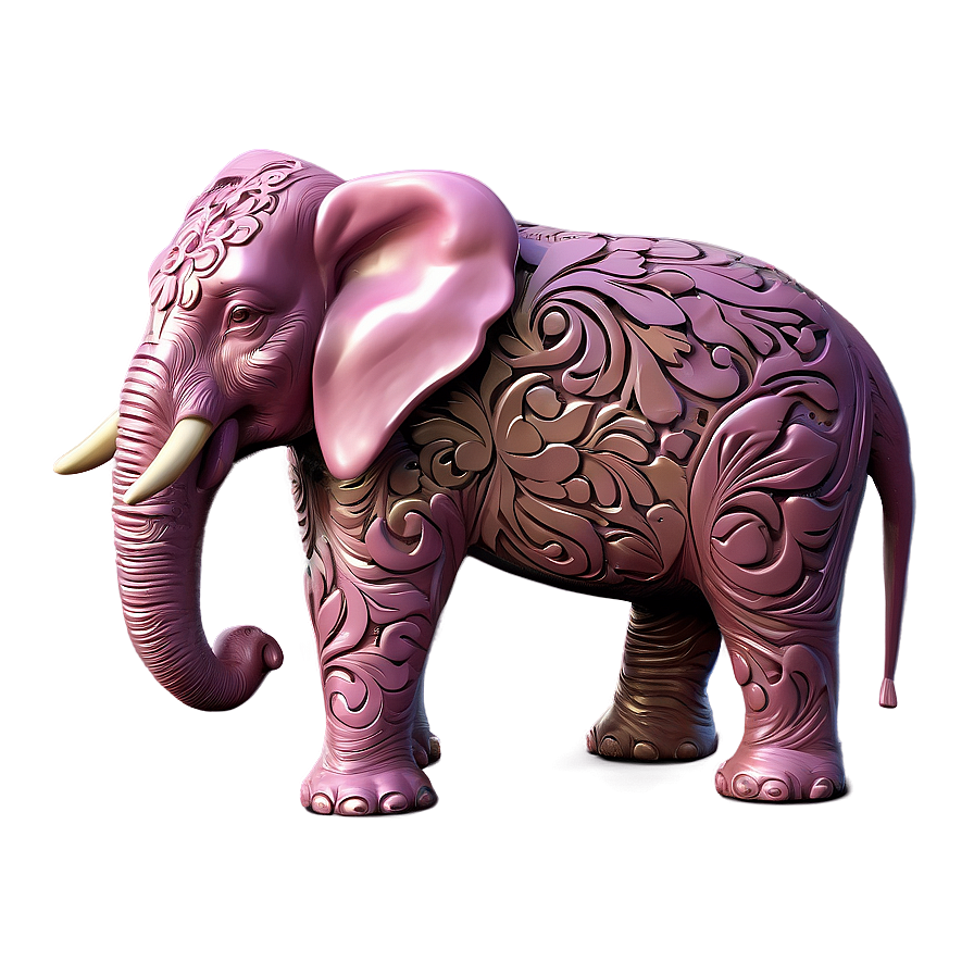 Pink Elephant With Flowers Png Reb77