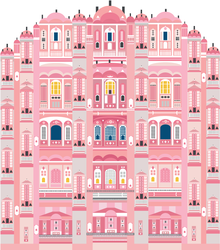 Pink European Architecture Illustration