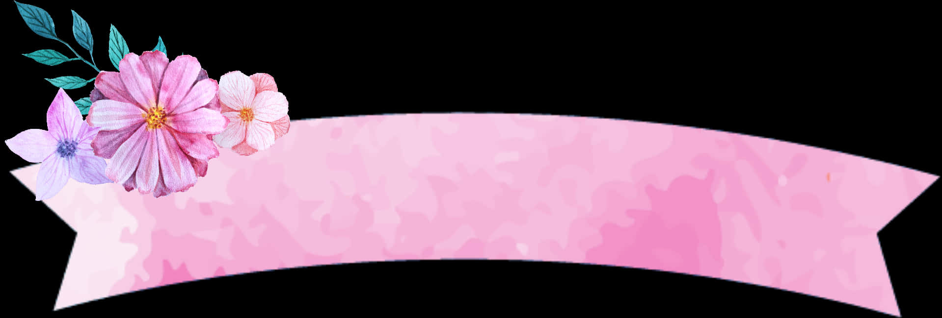#banner #ribbon #pink #flowers #floral #watercolour - Flower Ribbon Banner Template, HD Png Download PNG with transparent background