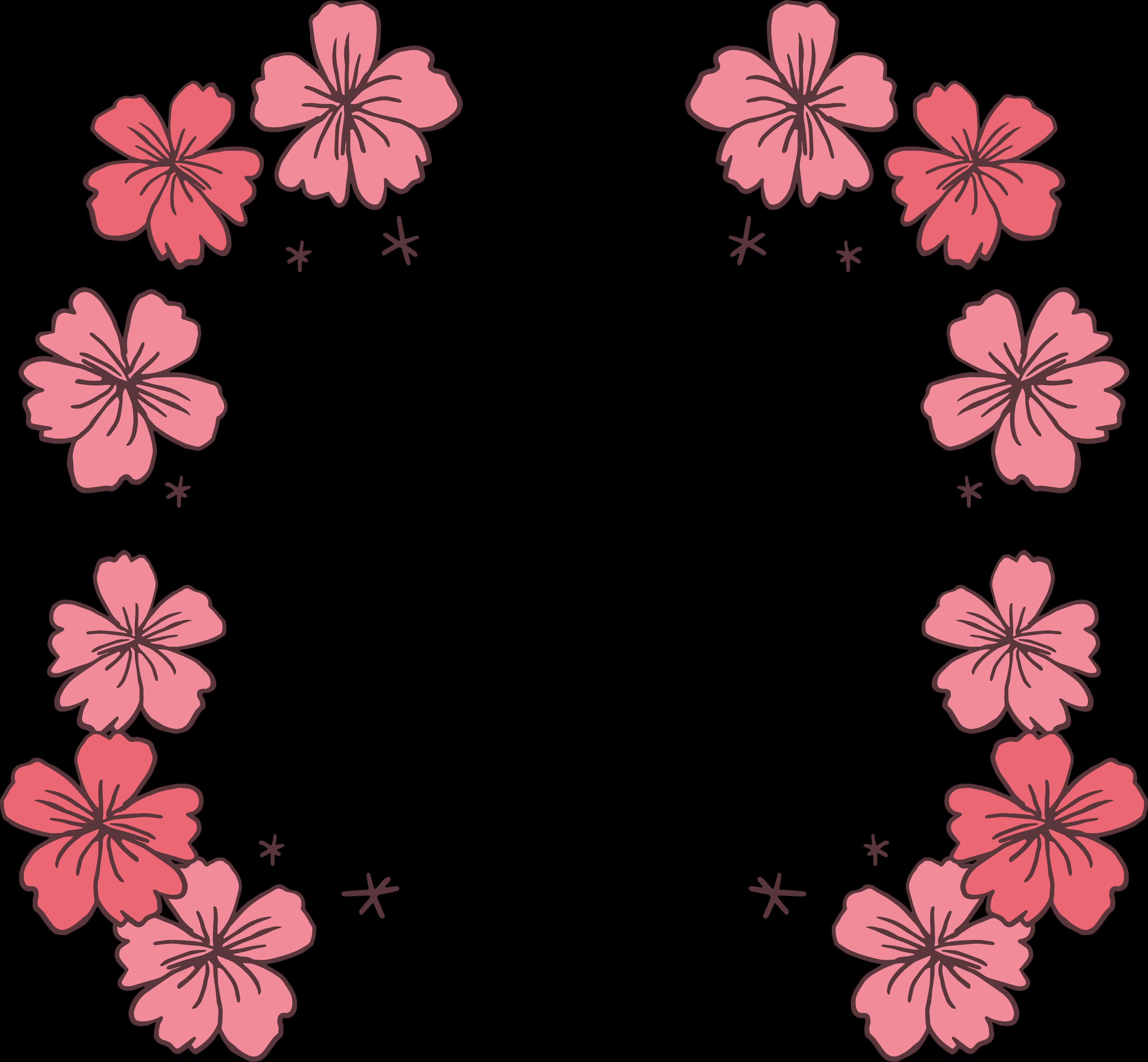 Pink Floral Wedding Border Design