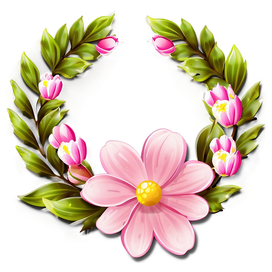 Pink Flower Wreath Png Foe