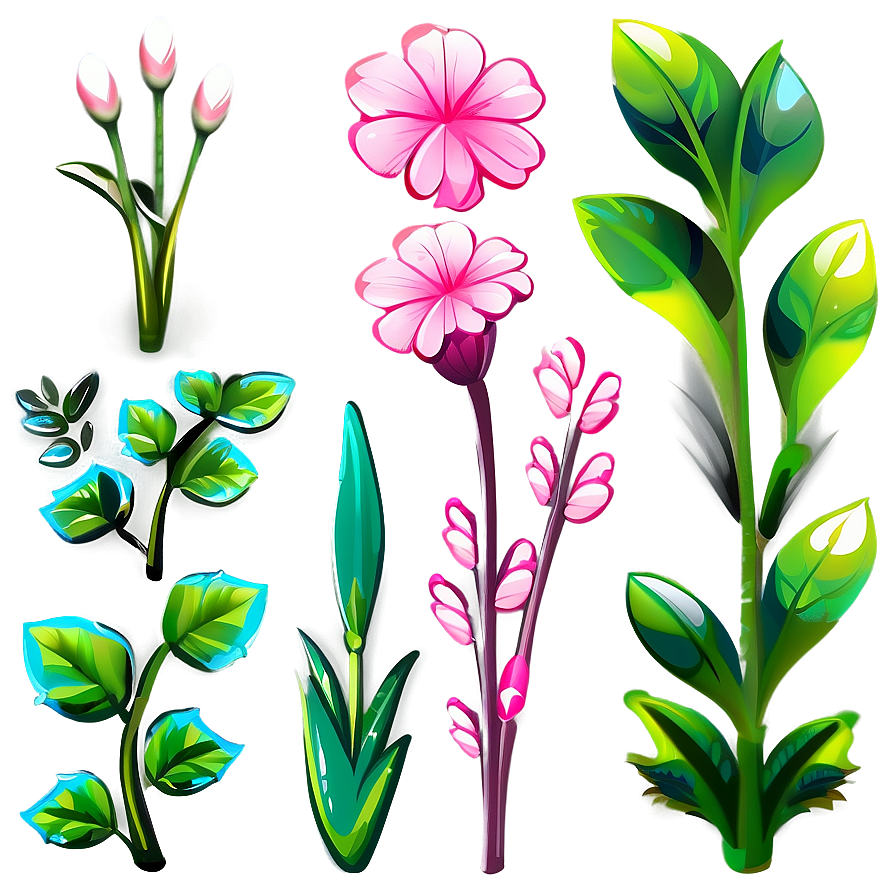 Pink Flowers Cartoon Png 91