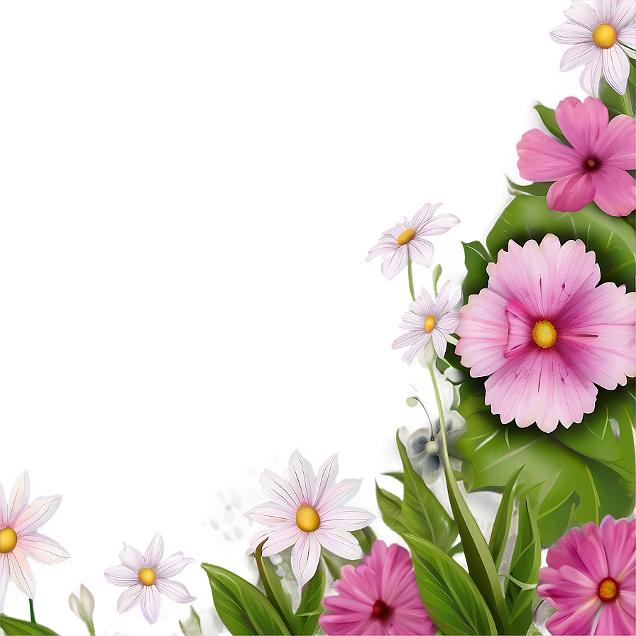 Pink Flowers Frame Png 65