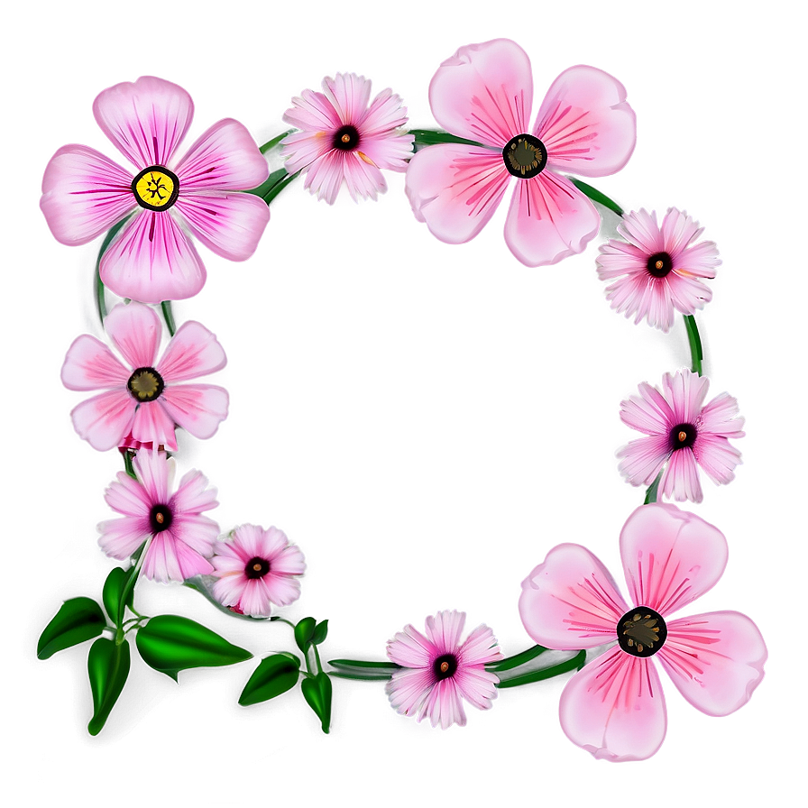 Pink Flowers Frame Png Mjn