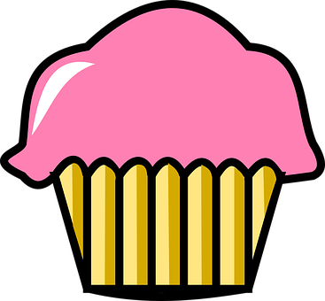 Pink Frosted Cupcake Graphic PNG with transparent background