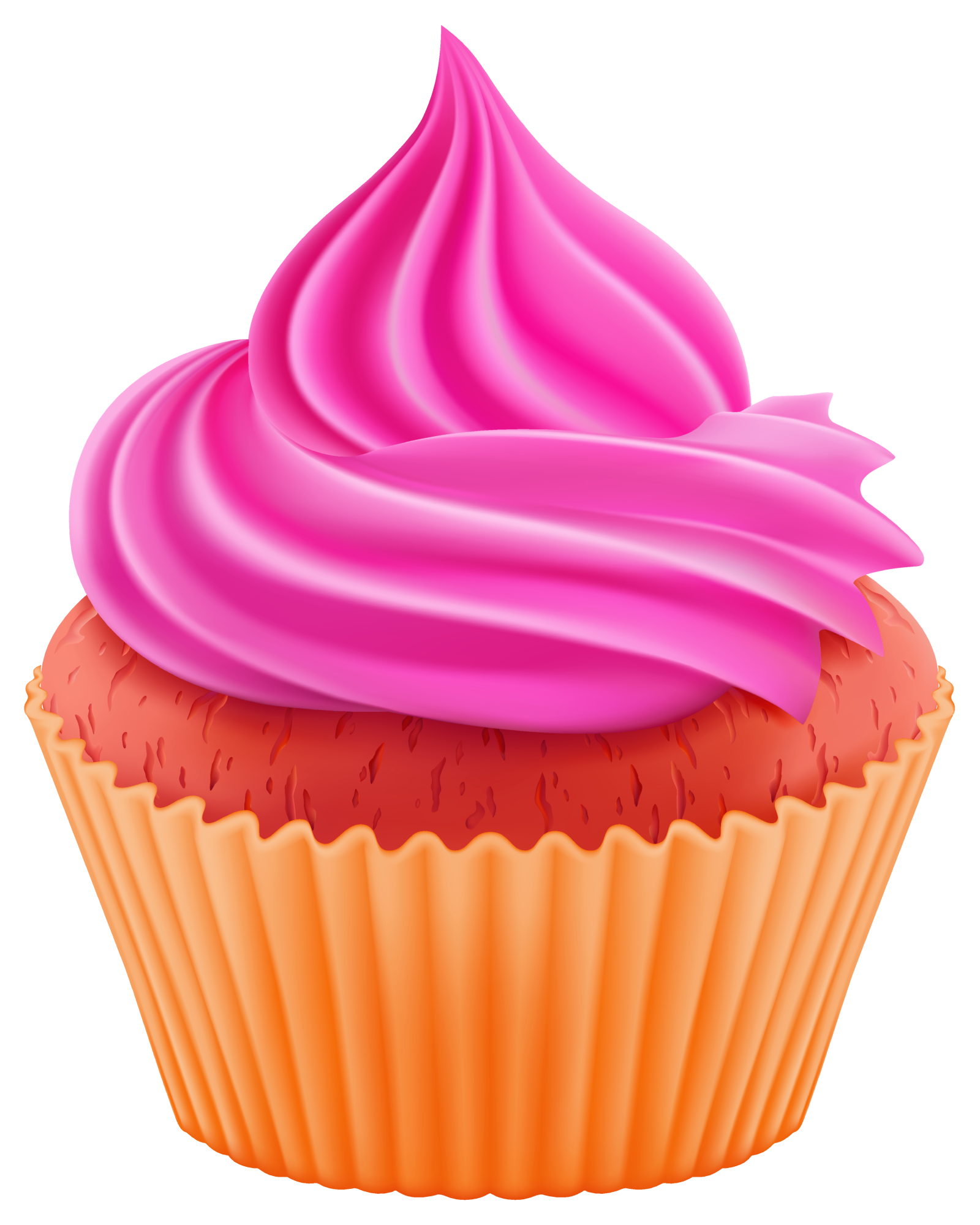Pink Frosted Cupcake Illustration PNG with transparent background