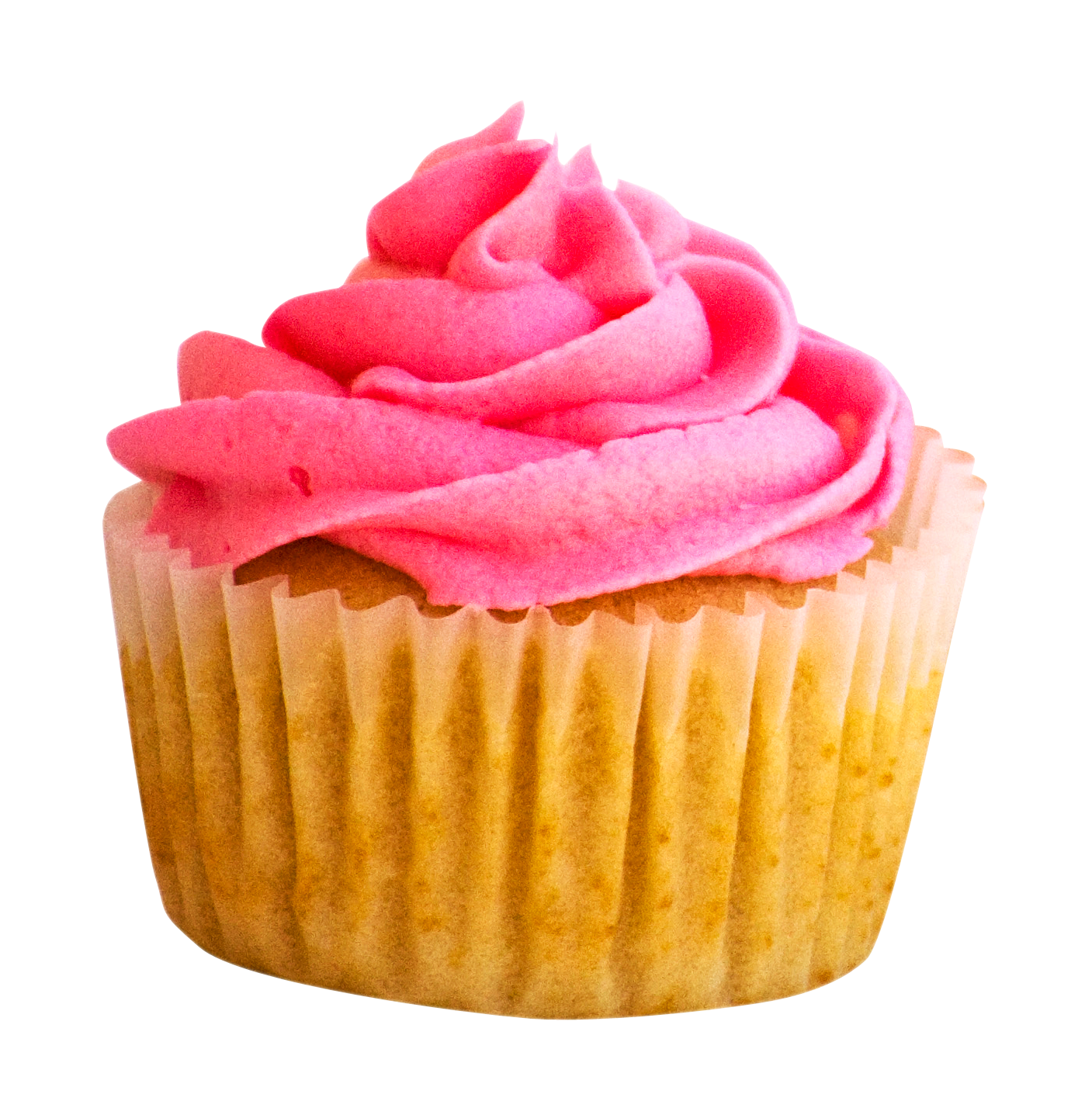 Pink Frosted Cupcake Isolated PNG with transparent background