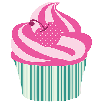 Pink Frosted Cupcake Vector PNG with transparent background