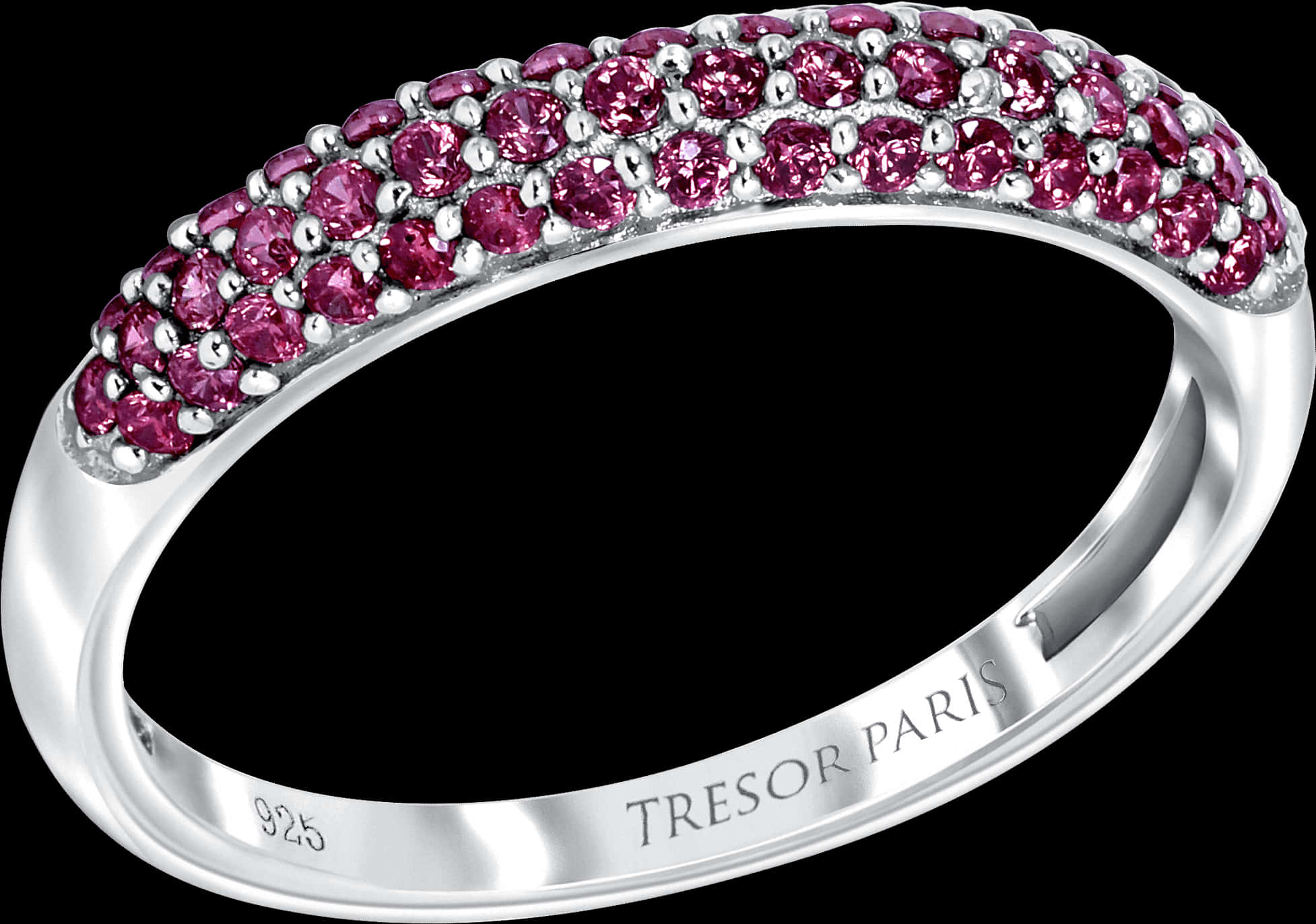 Pave Set Sterling Silver Ring With Ruby Colour Crystals - Ring, HD Png Download PNG with transparent background