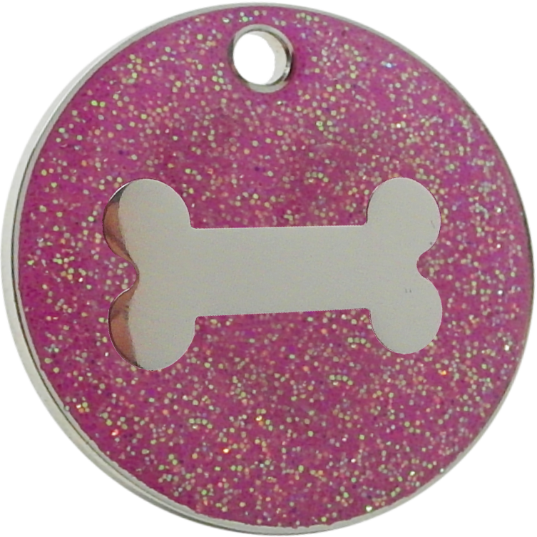 Pink Glitter Dog Bone Tag