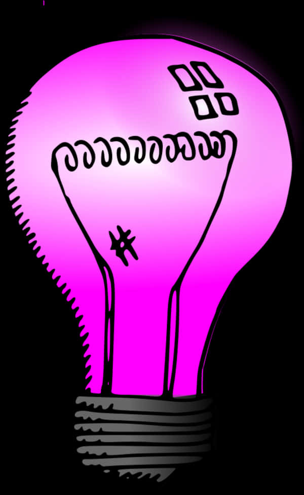 Pink Glowing Light Bulb Illustration PNG with transparent background