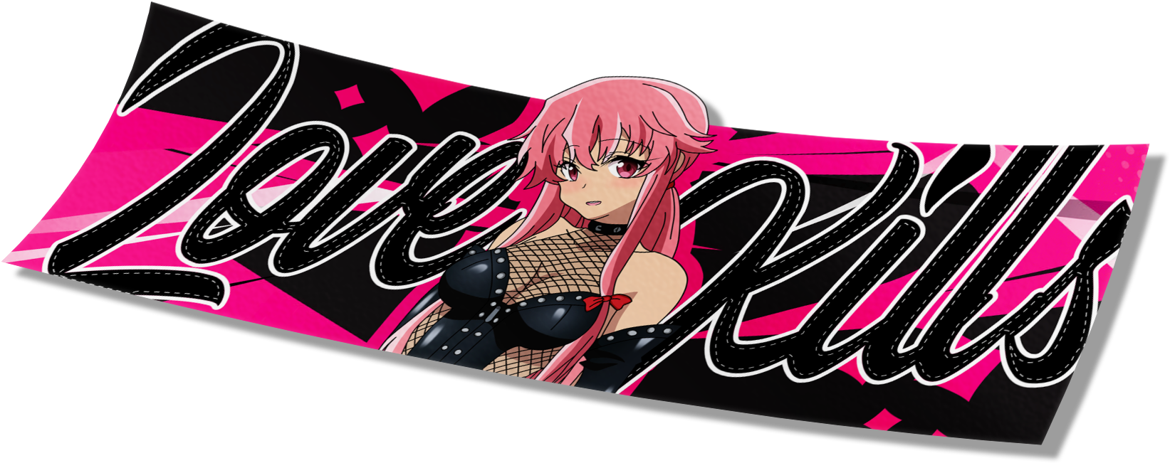 Pink Haired Anime Character Love Kills Banner