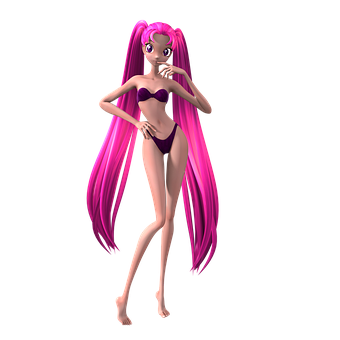 Pink Haired Anime Character Pose