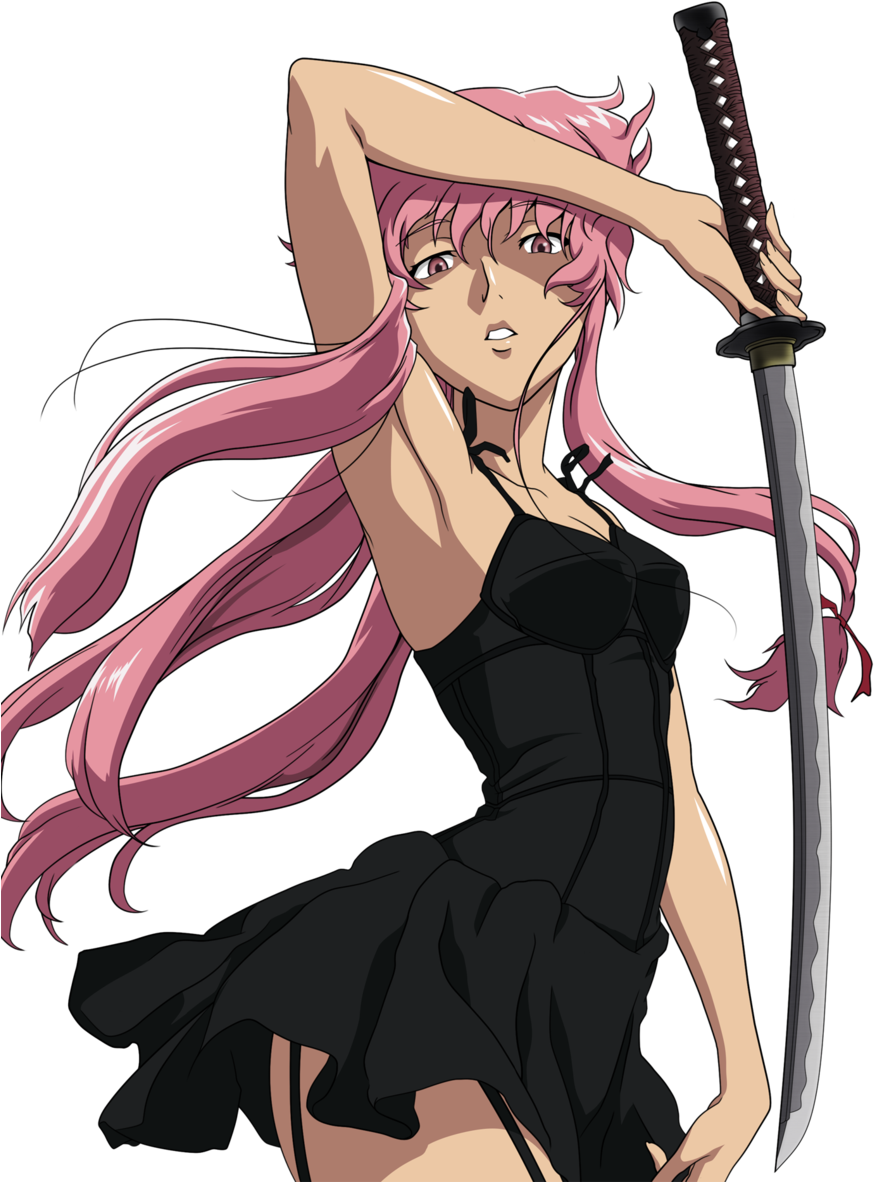 Pink Haired Anime Girlwith Sword