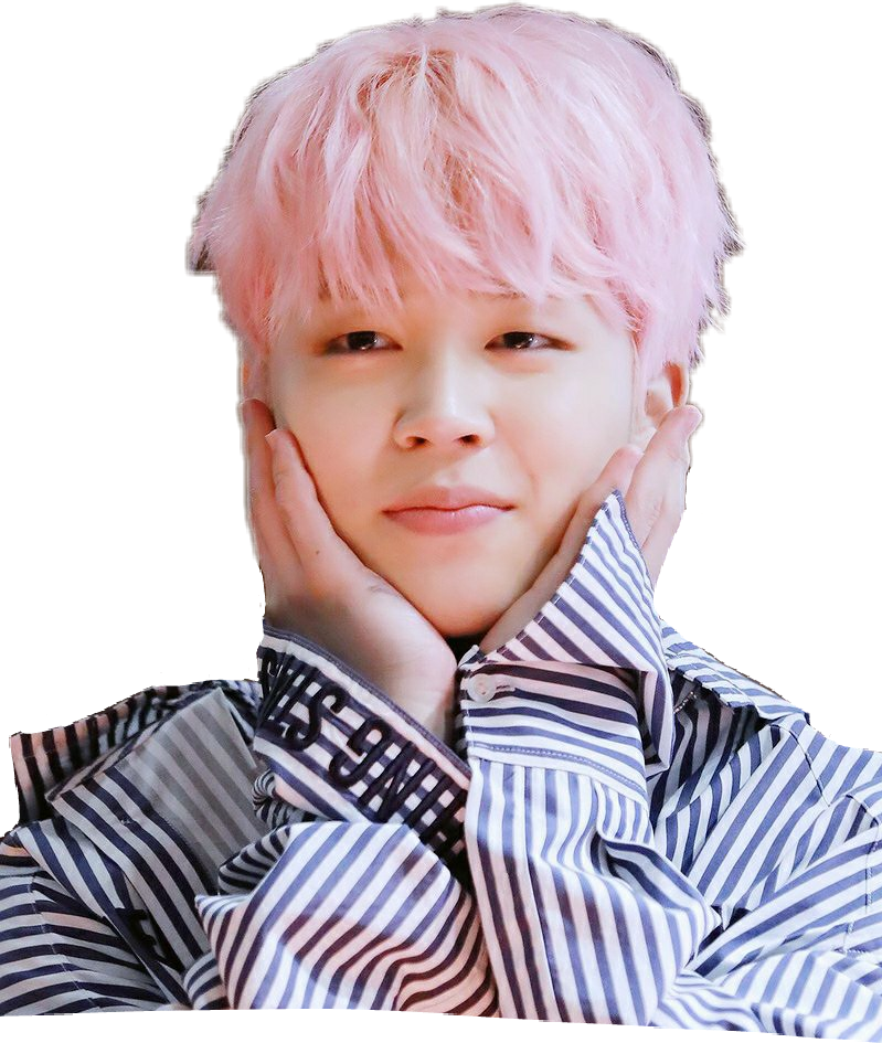 Pink Haired Man Smiling With Hands On Cheeks PNG with transparent background