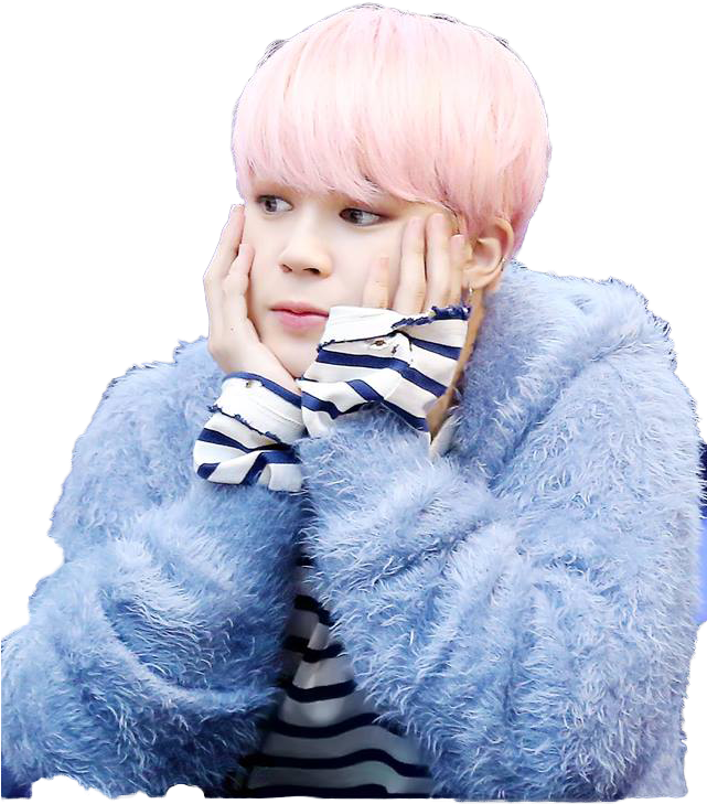Pink Haired Person Resting Faceon Hands PNG with transparent background