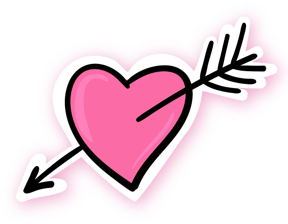 Pink Heart Arrow Doodle