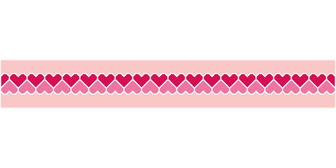 Pink Heart Border Banner PNG with transparent background