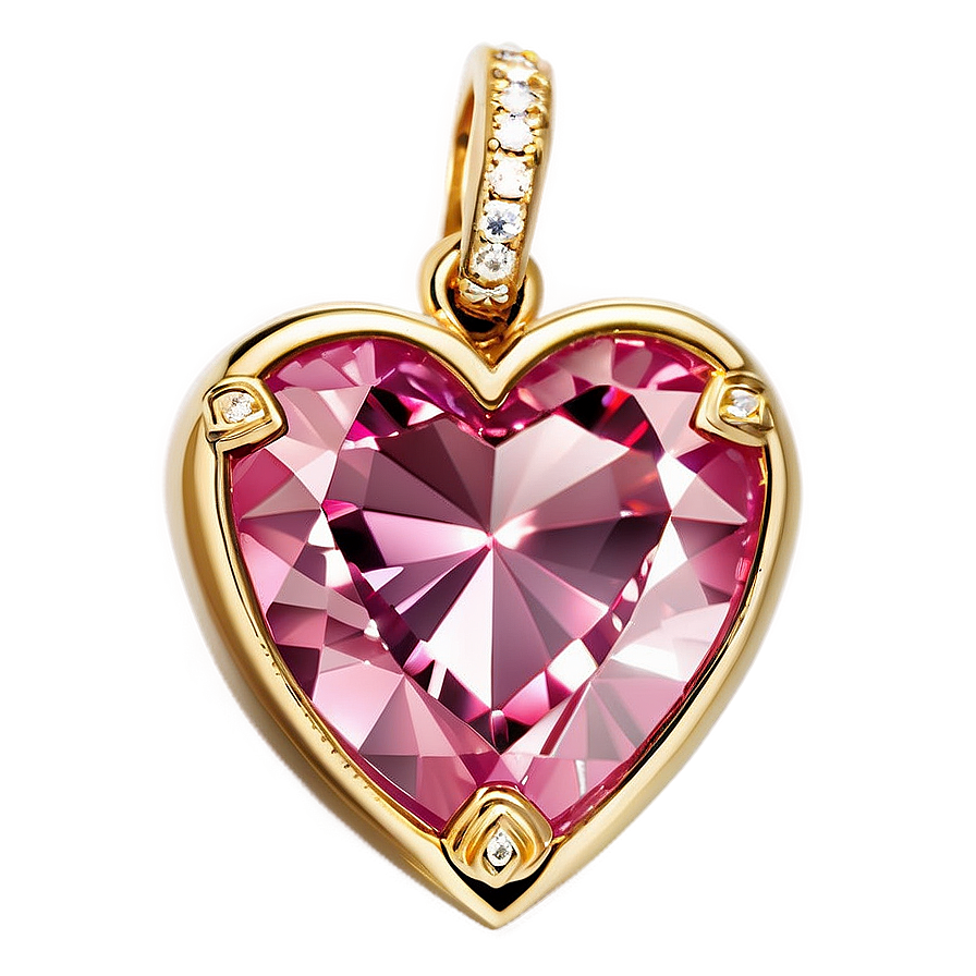 Pink Heart Diamond Charm Png 06282024