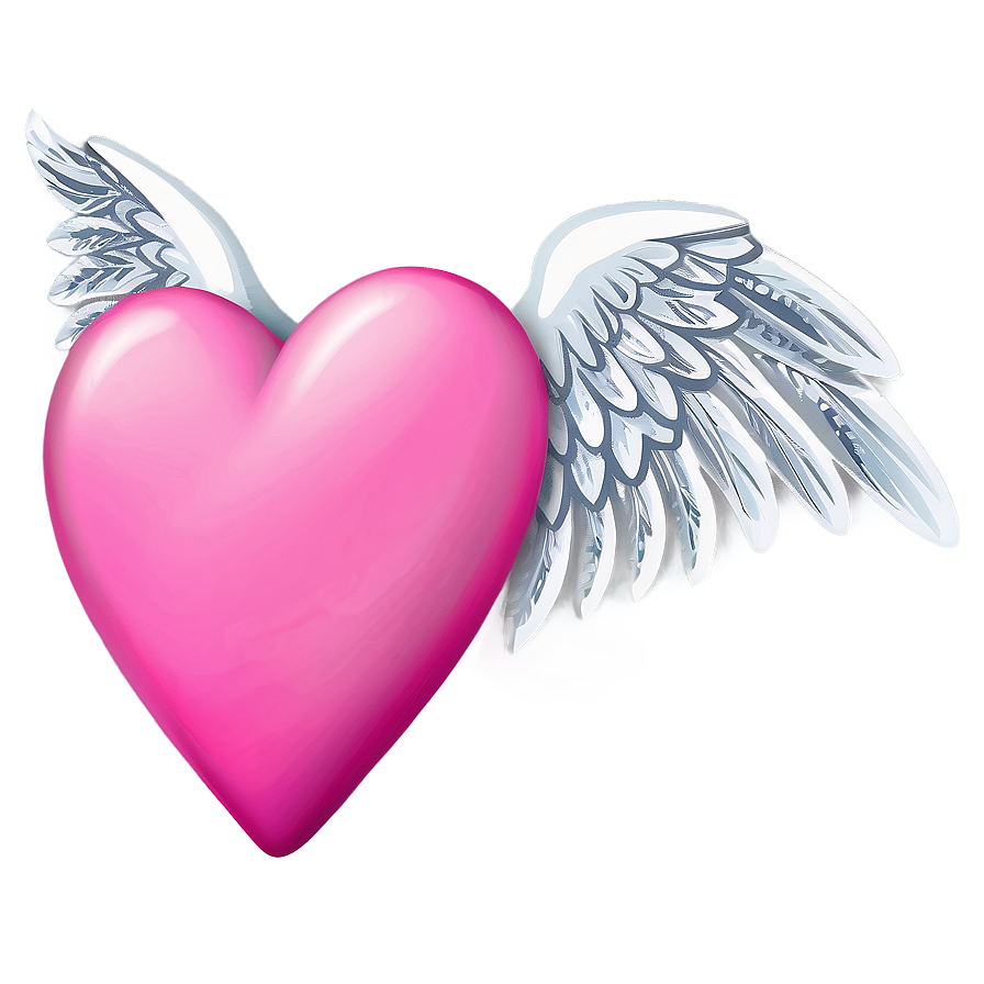 Pink Heart Emoji With Wings Png 06262024