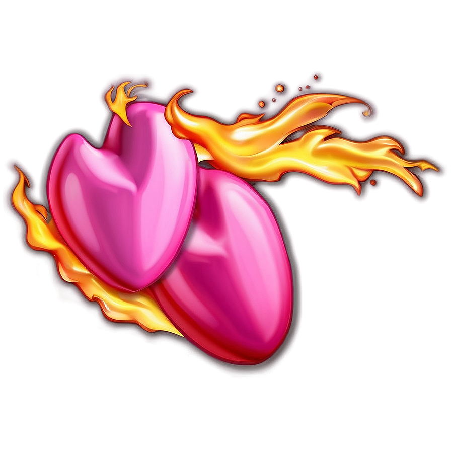 Pink Heart On Fire Png 24