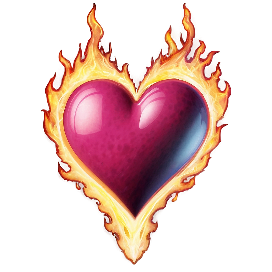 Pink Heart On Fire Png Vgd7