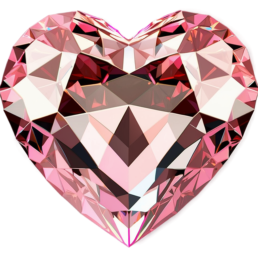 Pink Heart Shaped Diamond Icon Png 06282024