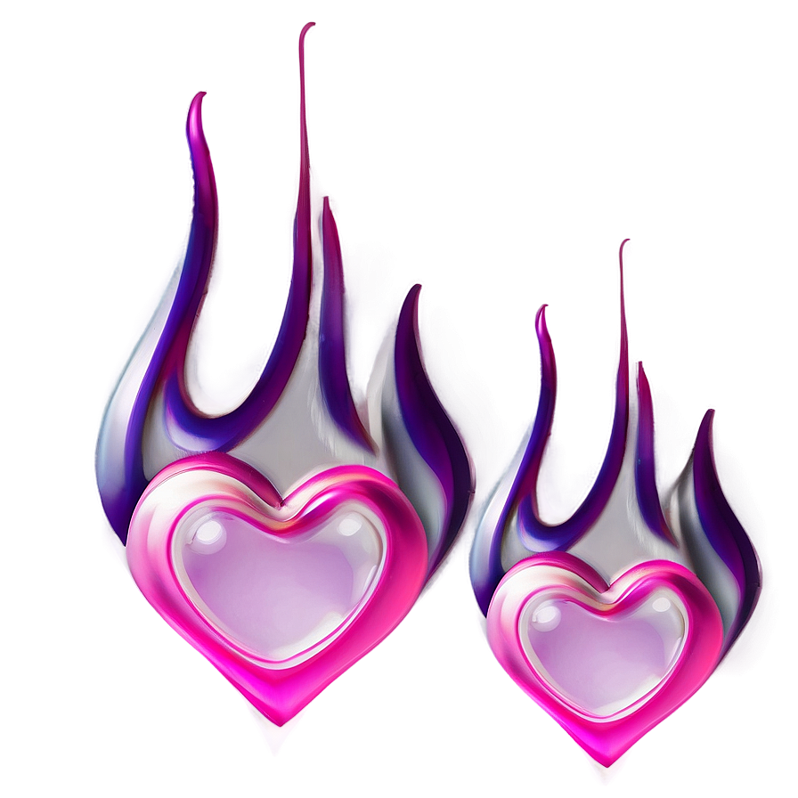 Pink Heart With Flames Png 1