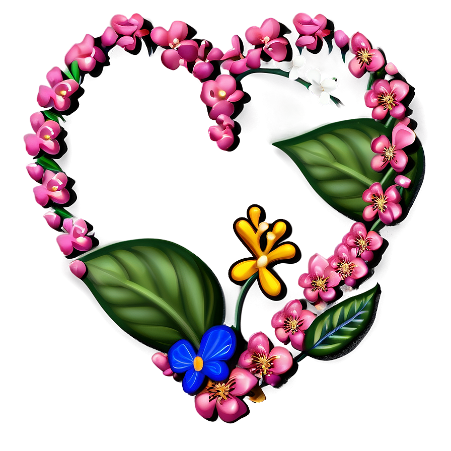 Pink Heart With Flowers Png Yrf